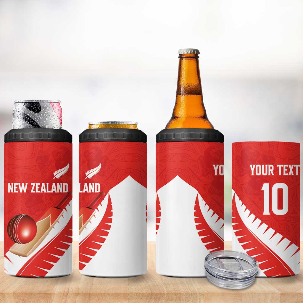 Custom New Zealand Cricket 4 in 1 Can Cooler Tumbler Kiwi Birds Haka Dance Red Fern Sporty Style LT03 - Polynesian Pride