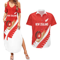 Custom New Zealand Cricket Couples Matching Summer Maxi Dress and Hawaiian Shirt Kiwi Birds Haka Dance Red Fern Sporty Style LT03 Red - Polynesian Pride