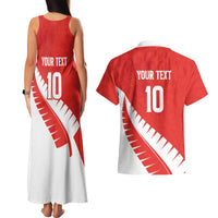 Custom New Zealand Cricket Couples Matching Tank Maxi Dress and Hawaiian Shirt Kiwi Birds Haka Dance Red Fern Sporty Style LT03 - Polynesian Pride