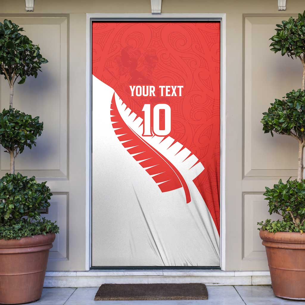 Custom New Zealand Cricket Door Cover Kiwi Birds Haka Dance Red Fern Sporty Style LT03 Red - Polynesian Pride