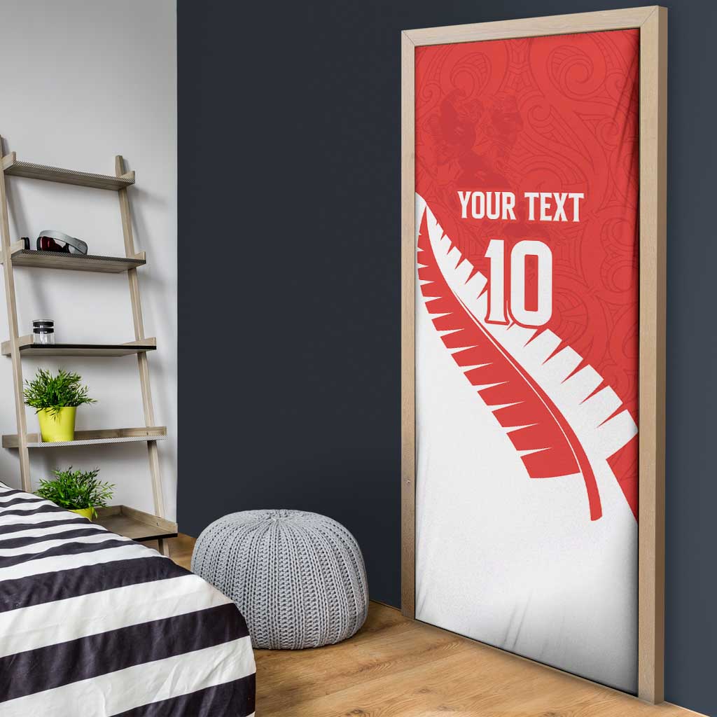 Custom New Zealand Cricket Door Cover Kiwi Birds Haka Dance Red Fern Sporty Style LT03 - Polynesian Pride