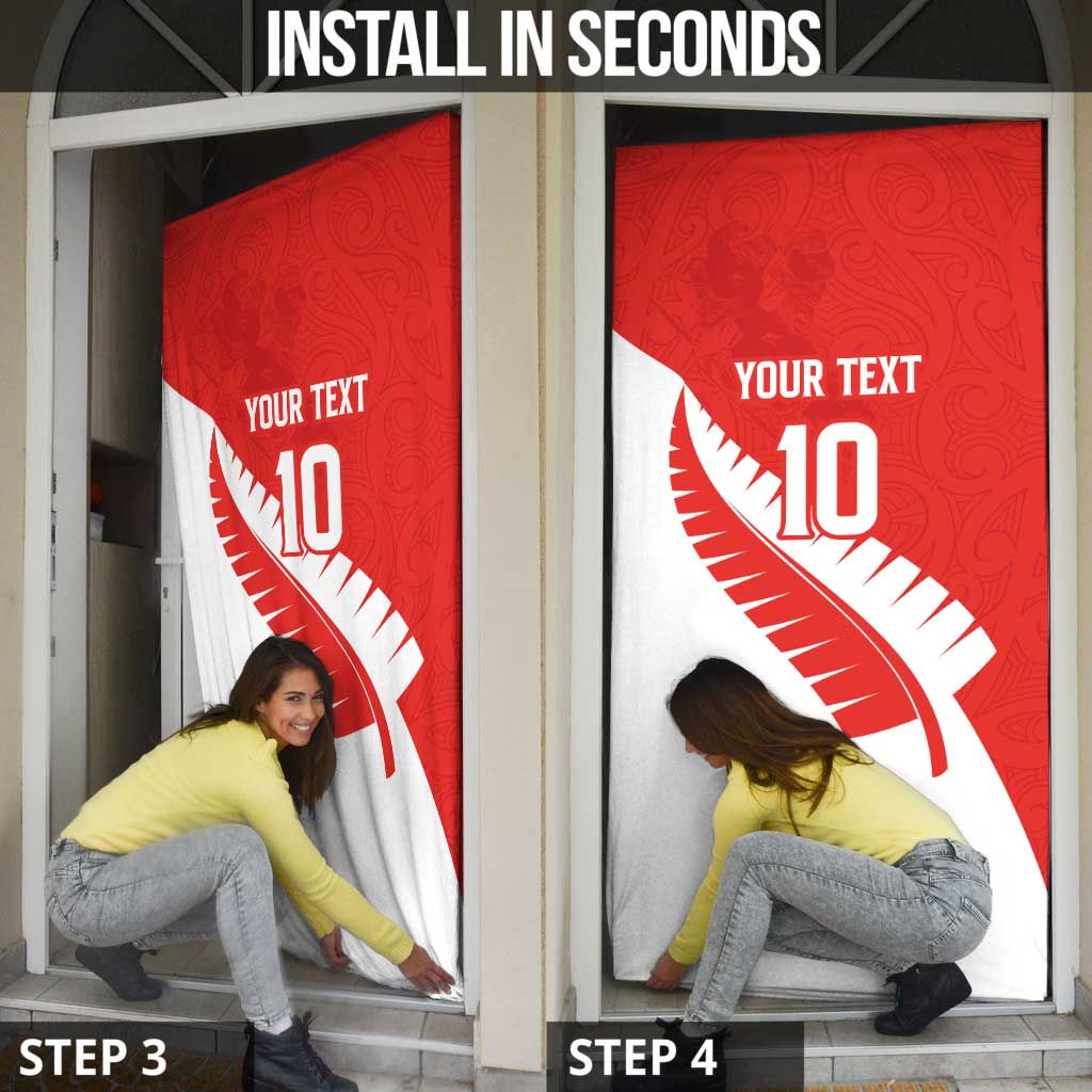 Custom New Zealand Cricket Door Cover Kiwi Birds Haka Dance Red Fern Sporty Style LT03 - Polynesian Pride