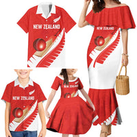 Custom New Zealand Cricket Family Matching Mermaid Dress and Hawaiian Shirt Kiwi Birds Haka Dance Red Fern Sporty Style LT03 - Polynesian Pride