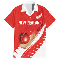 Custom New Zealand Cricket Family Matching Mermaid Dress and Hawaiian Shirt Kiwi Birds Haka Dance Red Fern Sporty Style LT03 Dad's Shirt - Short Sleeve Red - Polynesian Pride