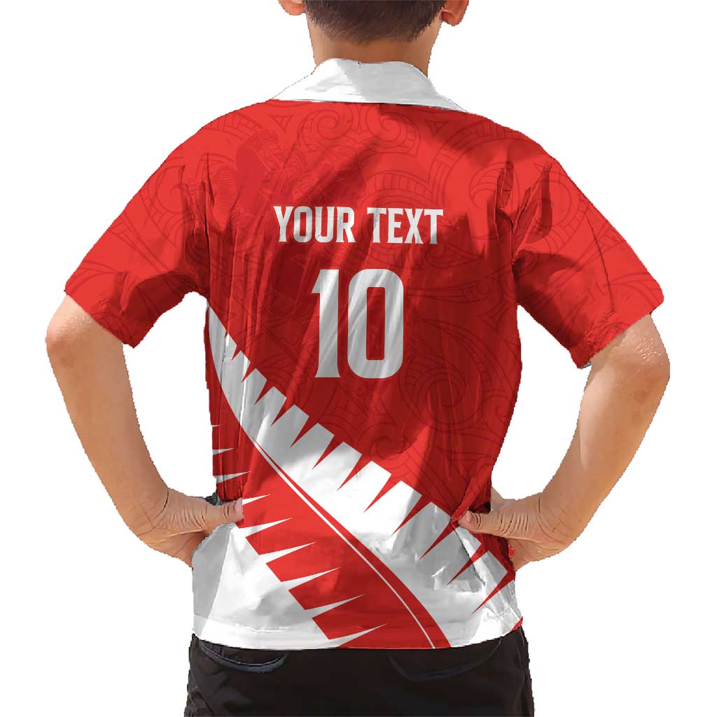 Custom New Zealand Cricket Kid Hawaiian Shirt Kiwi Birds Haka Dance Red Fern Sporty Style LT03 - Polynesian Pride