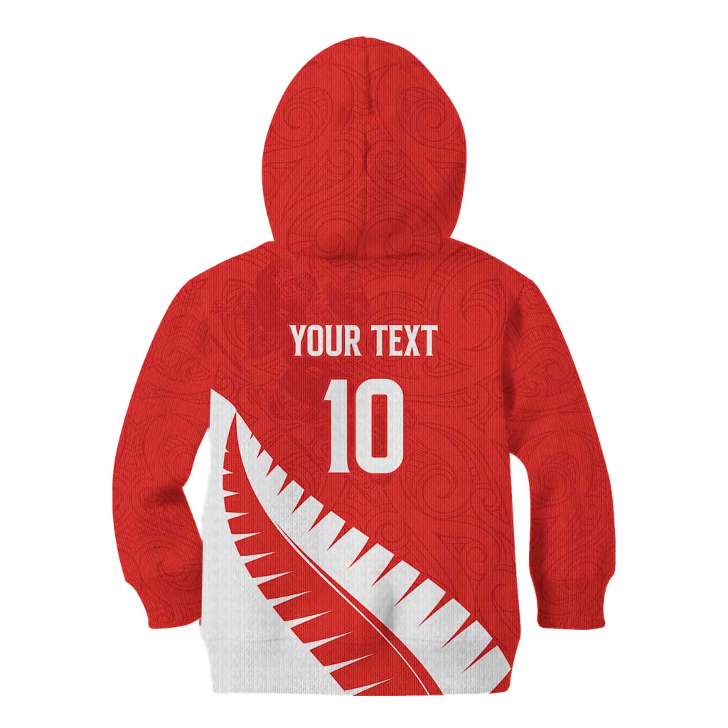 Custom New Zealand Cricket Kid Hoodie Kiwi Birds Haka Dance Red Fern Sporty Style LT03 - Polynesian Pride