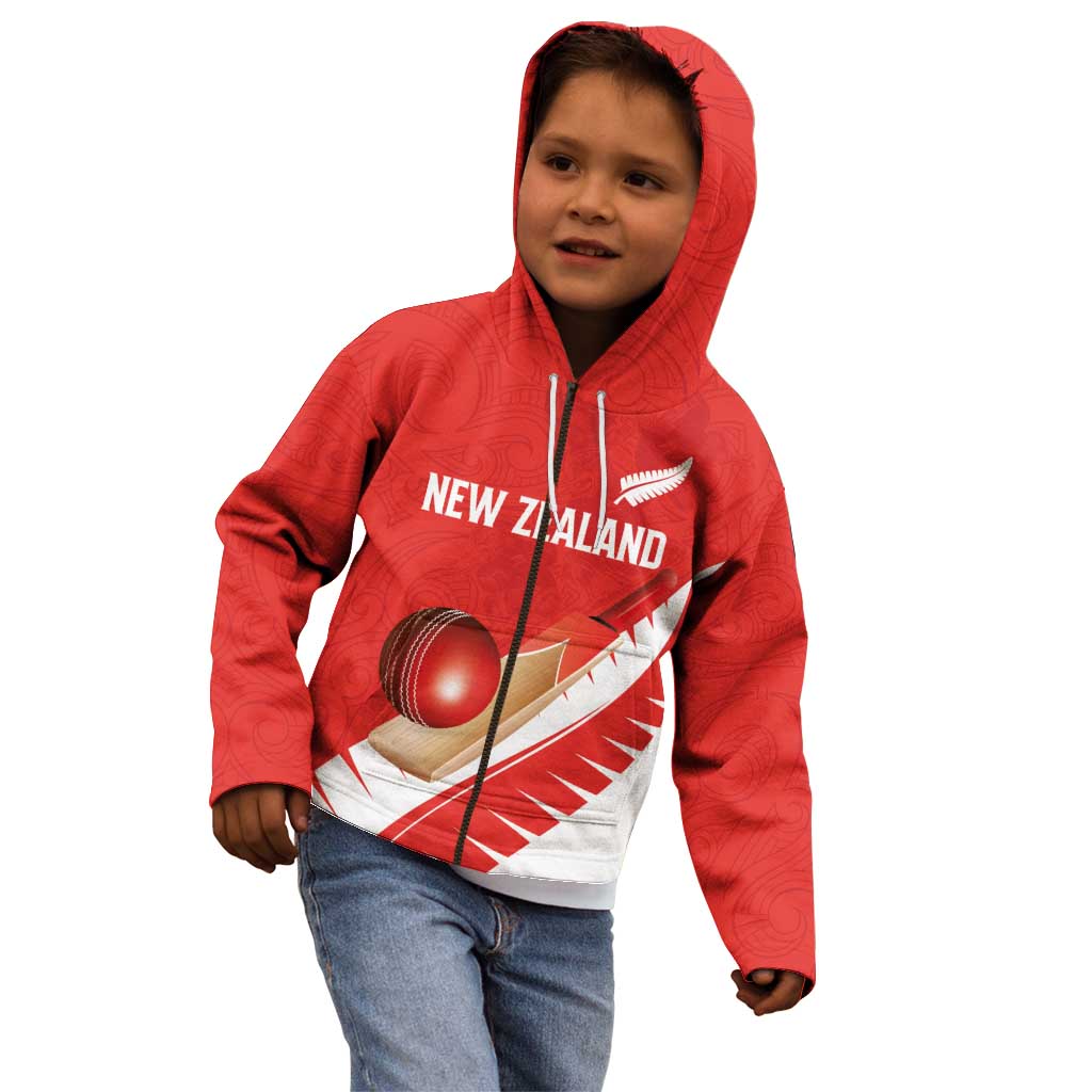 Custom New Zealand Cricket Kid Hoodie Kiwi Birds Haka Dance Red Fern Sporty Style LT03 - Polynesian Pride
