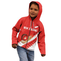 Custom New Zealand Cricket Kid Hoodie Kiwi Birds Haka Dance Red Fern Sporty Style LT03 - Polynesian Pride