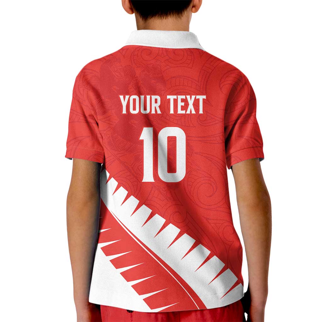 Custom New Zealand Cricket Kid Polo Shirt Kiwi Birds Haka Dance Red Fern Sporty Style LT03 - Polynesian Pride