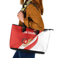 New Zealand Cricket Leather Tote Bag Kiwi Birds Haka Dance Red Fern Sporty Style LT03 Red - Polynesian Pride