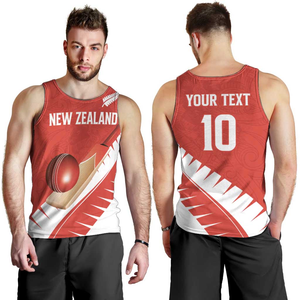 Custom New Zealand Cricket Men Tank Top Kiwi Birds Haka Dance Red Fern Sporty Style LT03 - Polynesian Pride