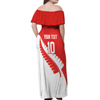 Custom New Zealand Cricket Off Shoulder Maxi Dress Kiwi Birds Haka Dance Red Fern Sporty Style LT03 - Polynesian Pride