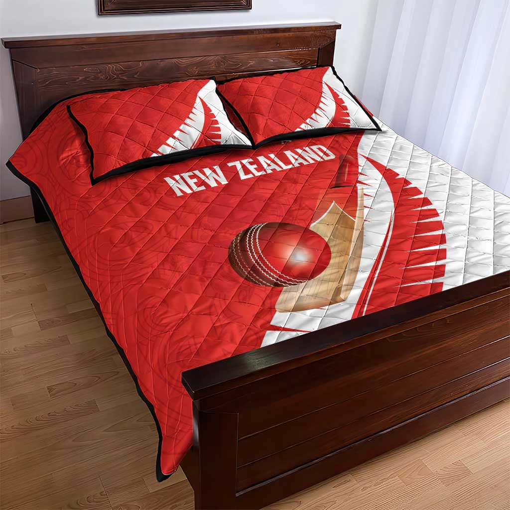 New Zealand Cricket Quilt Bed Set Kiwi Birds Haka Dance Red Fern Sporty Style LT03 - Polynesian Pride