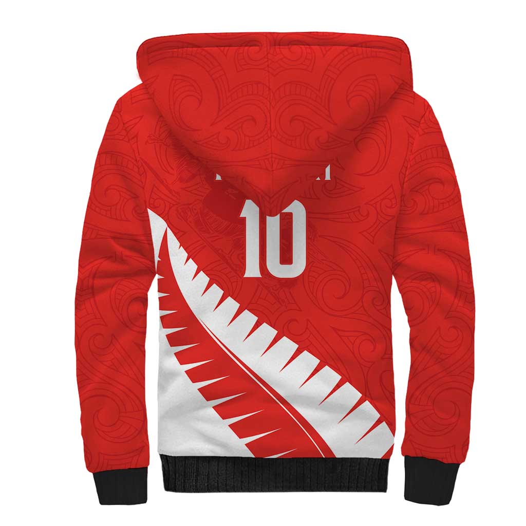 Custom New Zealand Cricket Sherpa Hoodie Kiwi Birds Haka Dance Red Fern Sporty Style LT03 - Polynesian Pride
