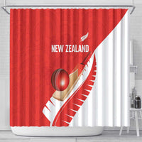 New Zealand Cricket Shower Curtain Kiwi Birds Haka Dance Red Fern Sporty Style LT03 - Polynesian Pride
