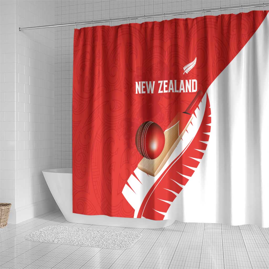 New Zealand Cricket Shower Curtain Kiwi Birds Haka Dance Red Fern Sporty Style LT03 - Polynesian Pride