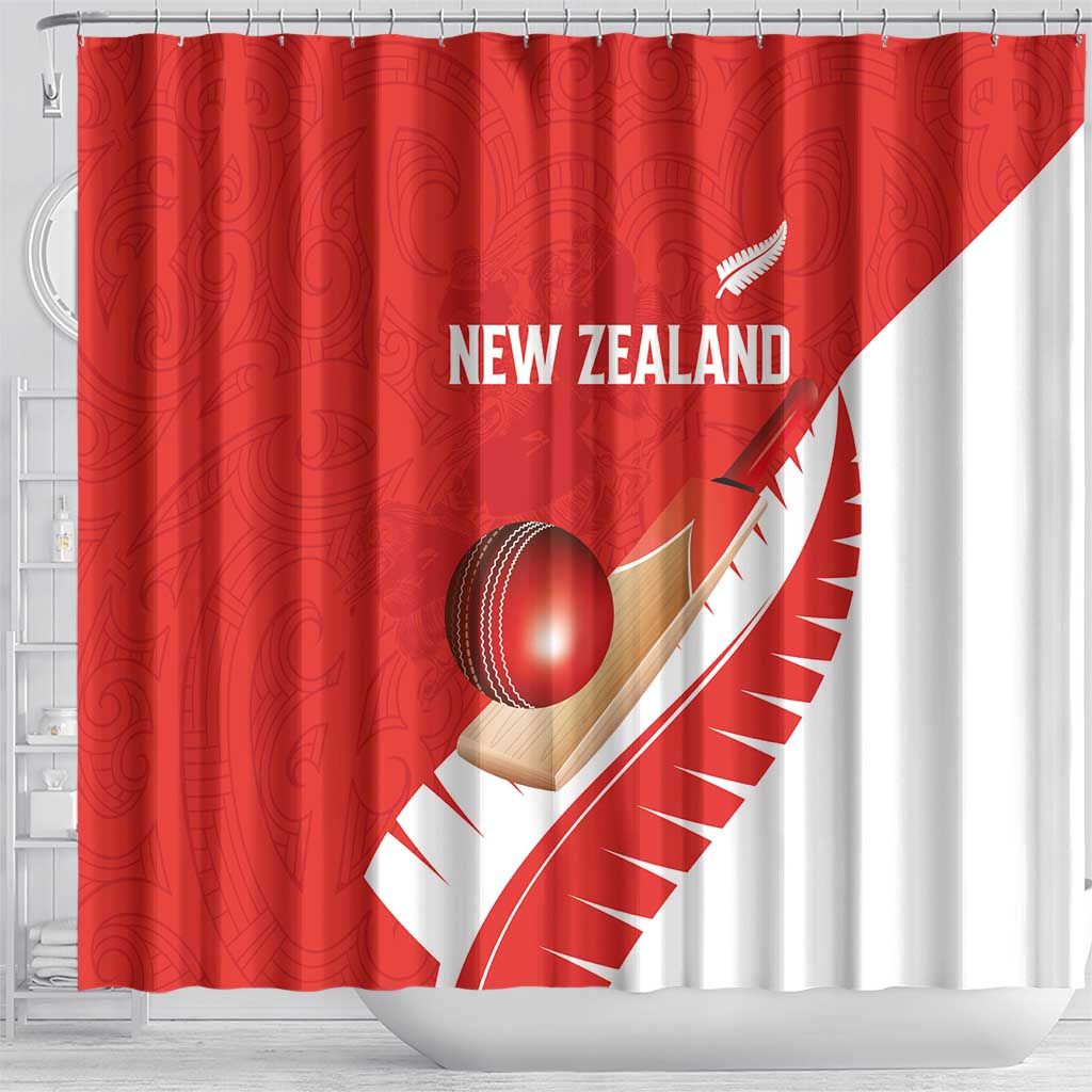 New Zealand Cricket Shower Curtain Kiwi Birds Haka Dance Red Fern Sporty Style LT03 - Polynesian Pride