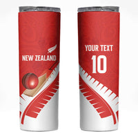 Custom New Zealand Cricket Skinny Tumbler Kiwi Birds Haka Dance Red Fern Sporty Style LT03 Red - Polynesian Pride