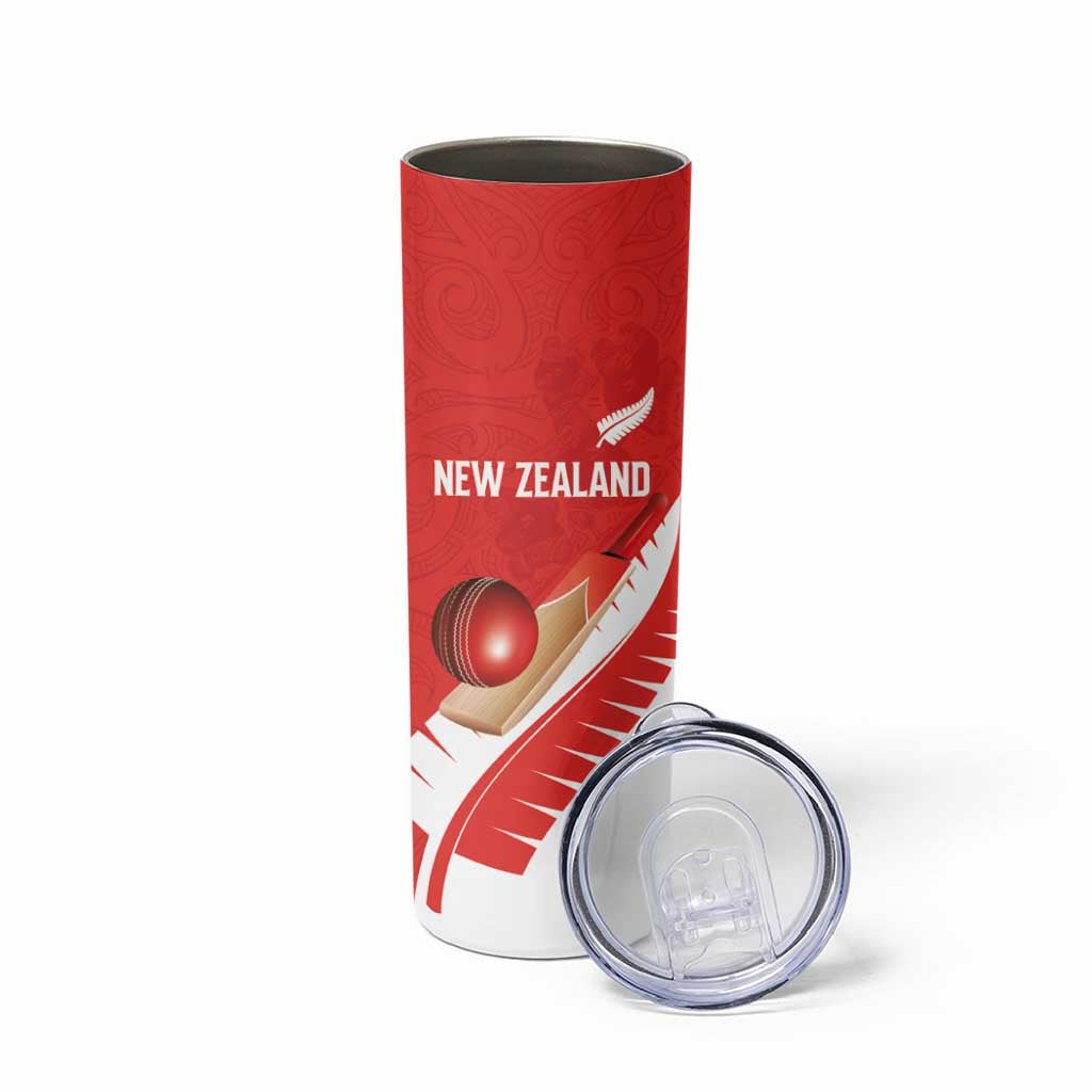 Custom New Zealand Cricket Skinny Tumbler Kiwi Birds Haka Dance Red Fern Sporty Style LT03 - Polynesian Pride