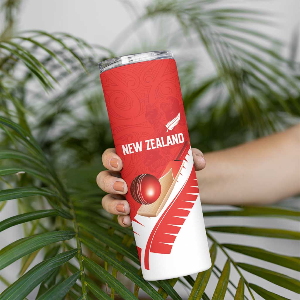 Custom New Zealand Cricket Skinny Tumbler Kiwi Birds Haka Dance Red Fern Sporty Style LT03 - Polynesian Pride