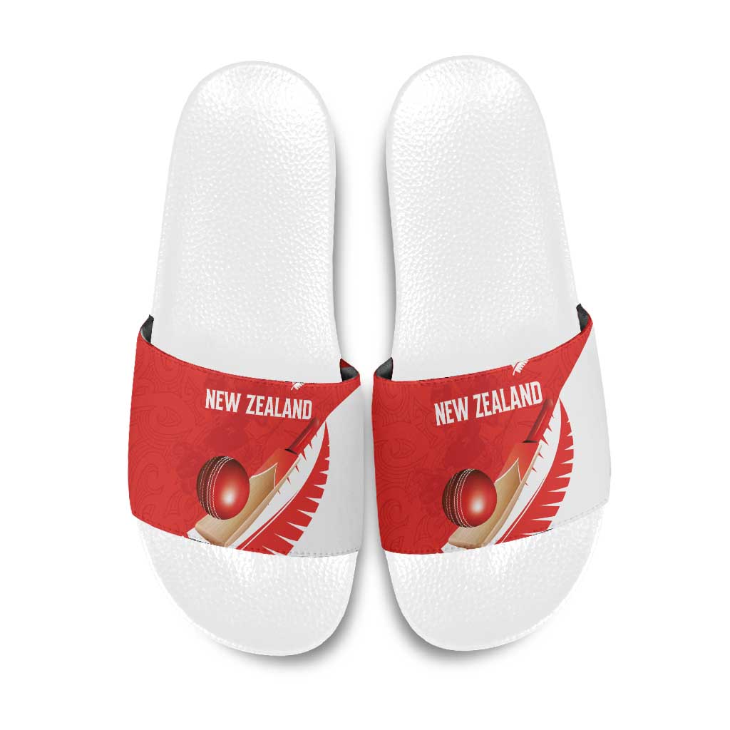 New Zealand Cricket Slide Sandals Kiwi Birds Haka Dance Red Fern Sporty Style LT03 Red - Polynesian Pride