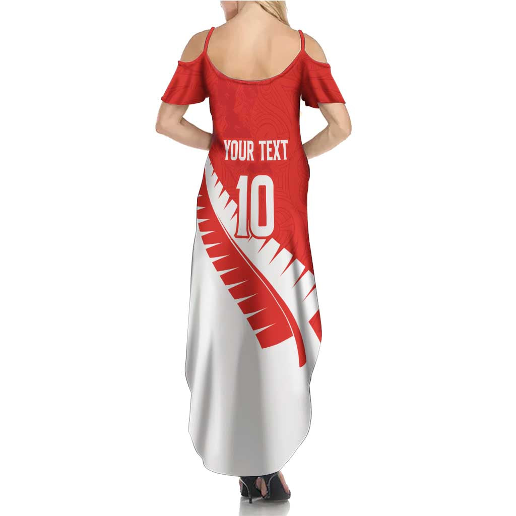 Custom New Zealand Cricket Summer Maxi Dress Kiwi Birds Haka Dance Red Fern Sporty Style LT03 - Polynesian Pride