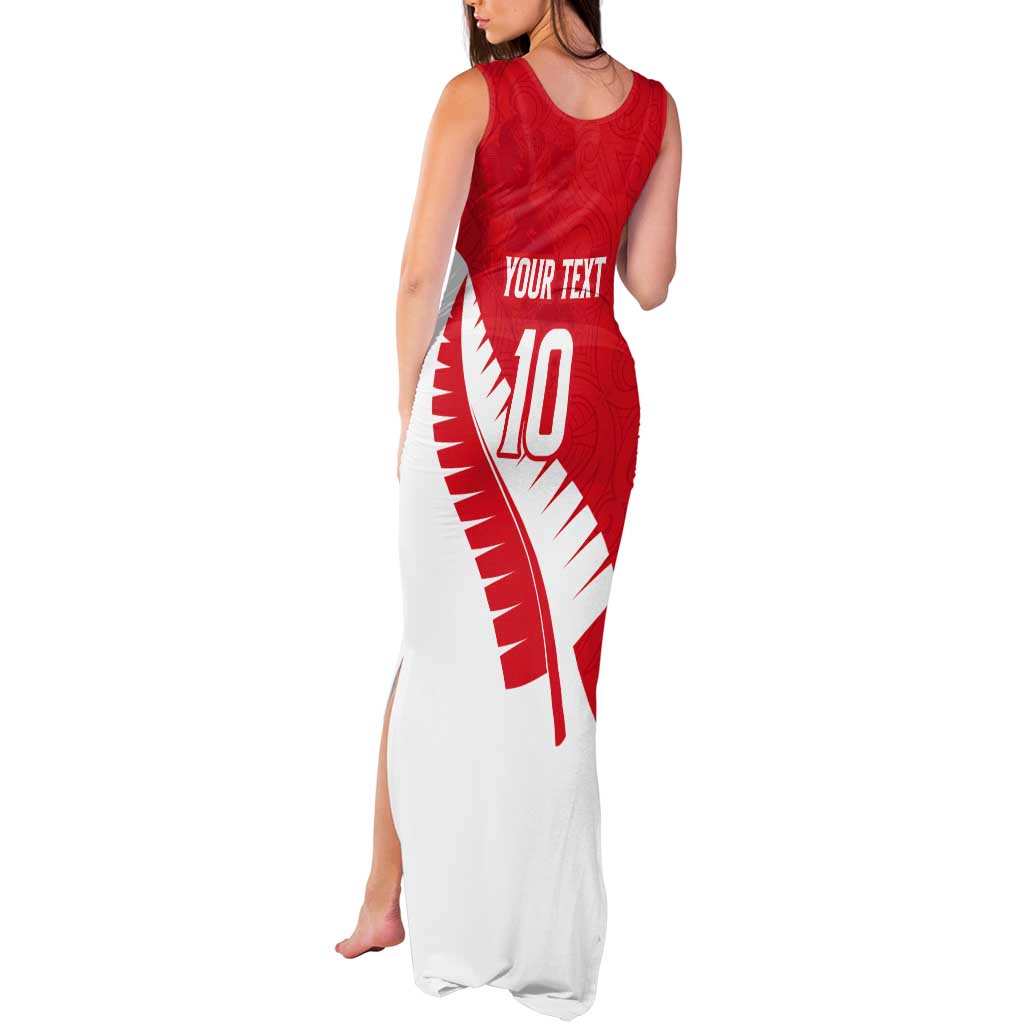 Custom New Zealand Cricket Tank Maxi Dress Kiwi Birds Haka Dance Red Fern Sporty Style LT03 - Polynesian Pride