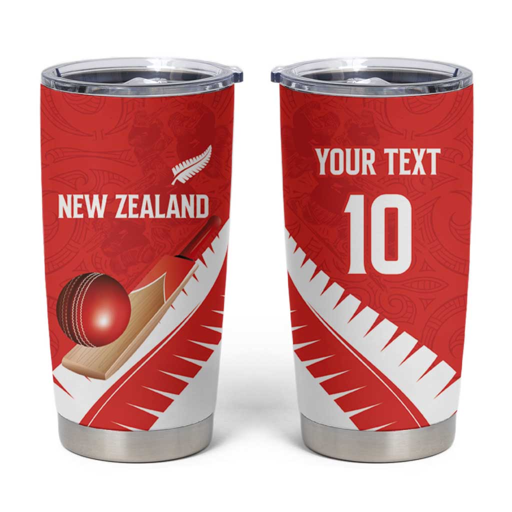 Custom New Zealand Cricket Tumbler Cup Kiwi Birds Haka Dance Red Fern Sporty Style LT03 Red - Polynesian Pride