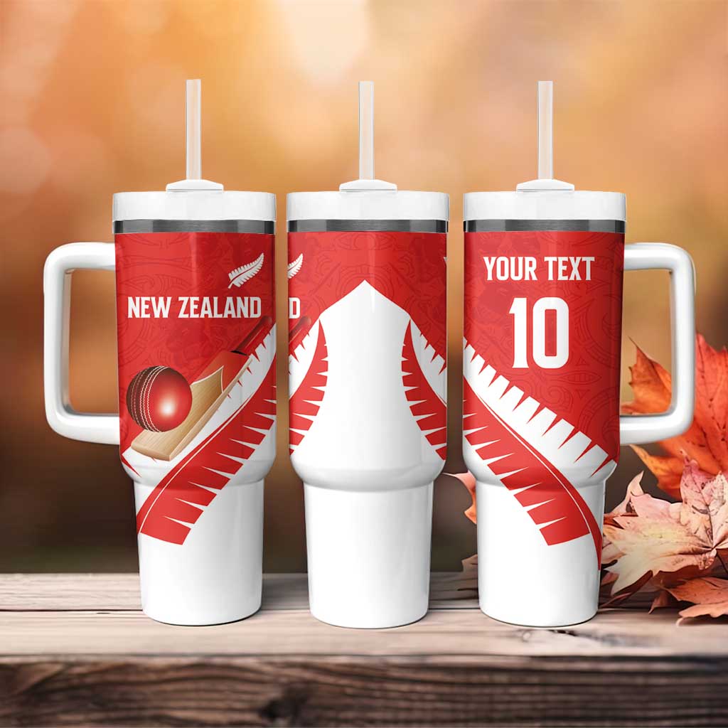Custom New Zealand Cricket Tumbler With Handle Kiwi Birds Haka Dance Red Fern Sporty Style LT03 - Polynesian Pride