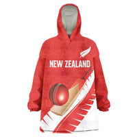 Custom New Zealand Cricket Wearable Blanket Hoodie Kiwi Birds Haka Dance Red Fern Sporty Style LT03 One Size Red - Polynesian Pride