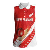 Custom New Zealand Cricket Women Sleeveless Polo Shirt Kiwi Birds Haka Dance Red Fern Sporty Style LT03 Female Red - Polynesian Pride