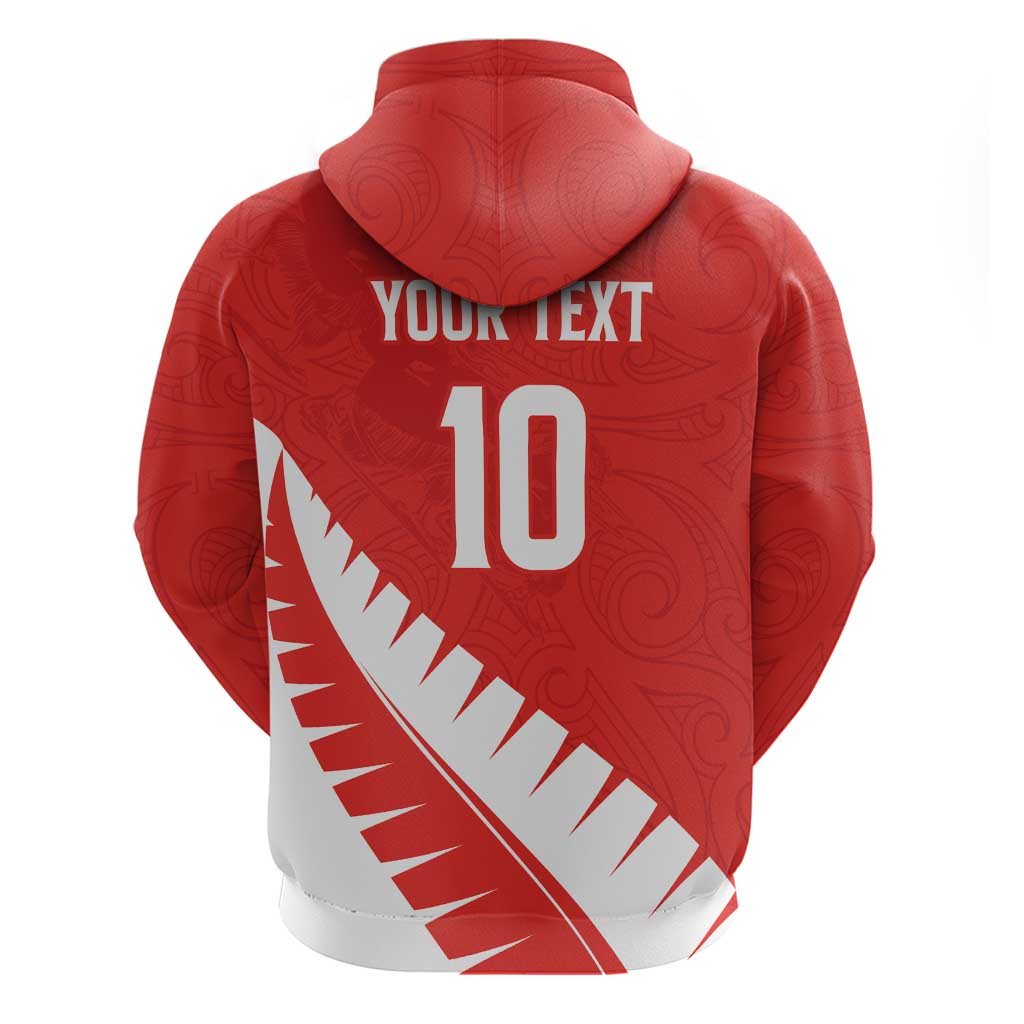 Custom New Zealand Cricket Zip Hoodie Kiwi Birds Haka Dance Red Fern Sporty Style LT03 - Polynesian Pride