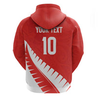 Custom New Zealand Cricket Zip Hoodie Kiwi Birds Haka Dance Red Fern Sporty Style LT03 - Polynesian Pride
