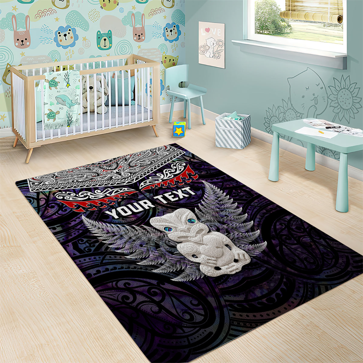New Zealand Hei Tiki Area Rug Maori Purple Papua Shell Pattern LT03 - Polynesian Pride