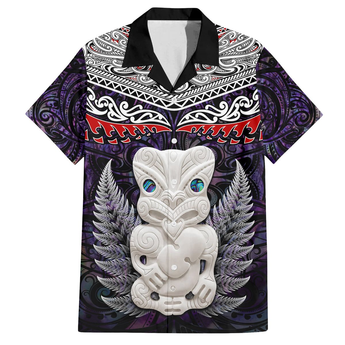 New Zealand Hei Tiki Family Matching Long Sleeve Bodycon Dress and Hawaiian Shirt Maori Purple Papua Shell Pattern LT03 Dad's Shirt - Short Sleeve Purple - Polynesian Pride