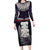 New Zealand Hei Tiki Family Matching Long Sleeve Bodycon Dress and Hawaiian Shirt Maori Purple Papua Shell Pattern LT03 Mom's Dress Purple - Polynesian Pride