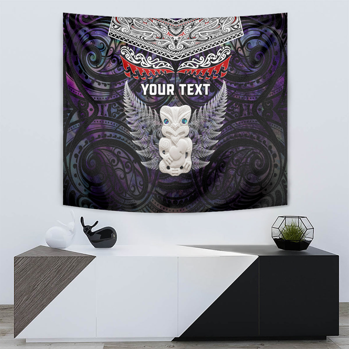 New Zealand Hei Tiki Tapestry Maori Purple Papua Shell Pattern LT03 - Polynesian Pride