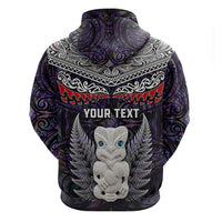 New Zealand Hei Tiki Zip Hoodie Maori Purple Papua Shell Pattern LT03 - Polynesian Pride