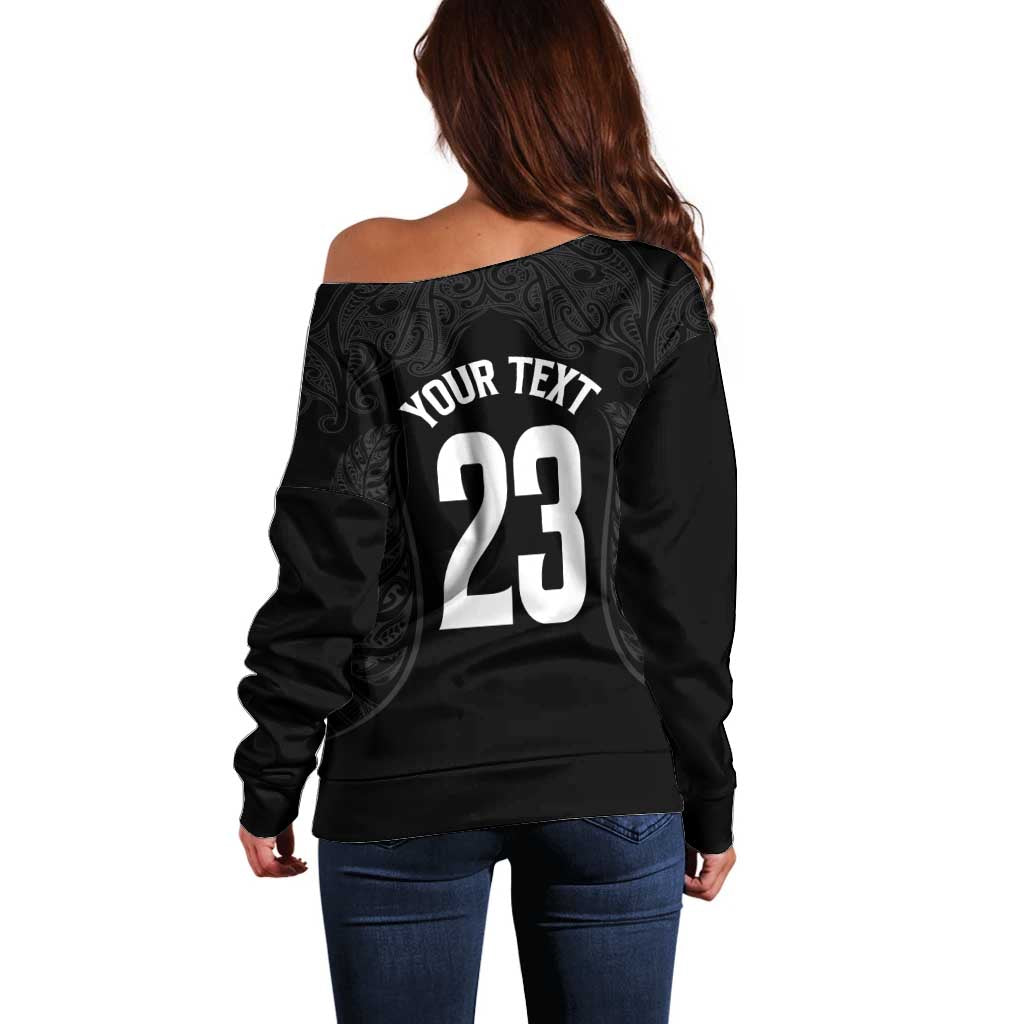 New Zealand Basketball Ta Moko Tribal Custom Off Shoulder Sweater
