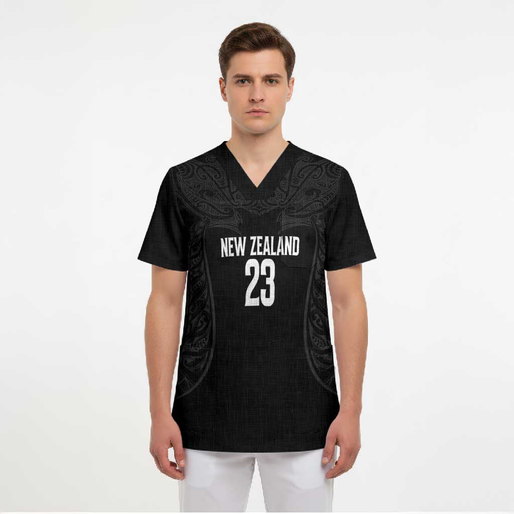 New Zealand Basketball Ta Moko Tribal Custom Scrub Top