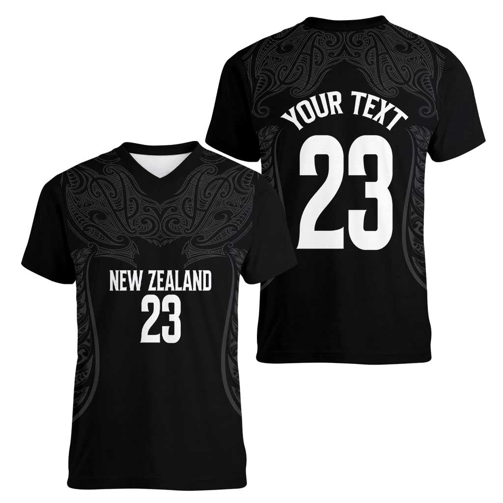New Zealand Basketball Ta Moko Tribal Custom Women V-Neck T-Shirt LT03 - Polynesian Pride