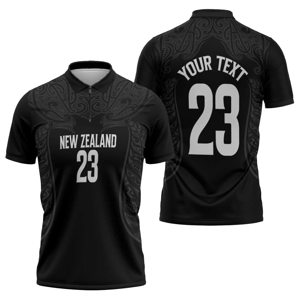 New Zealand Basketball Ta Moko Tribal Custom Zipper Polo Shirt LT03 - Polynesian Pride