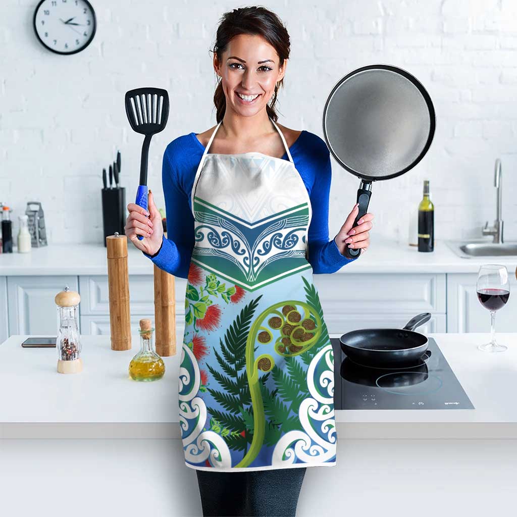 Aotearoa New Zealand Natural Plants Apron Pohutukawa with Silver Ferns Koru Frond Maori Tattoos