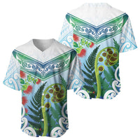 Aotearoa New Zealand Natural Plants Baseball Jersey Pohutukawa with Silver Ferns Koru Frond Maori Tattoos