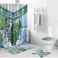 Aotearoa New Zealand Natural Plants Bathroom Set Pohutukawa with Silver Ferns Koru Frond Maori Tattoos LT03 Bathroom Set (4 pcs) Multicolor - Polynesian Pride