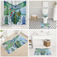 Aotearoa New Zealand Natural Plants Bathroom Set Pohutukawa with Silver Ferns Koru Frond Maori Tattoos LT03 - Polynesian Pride