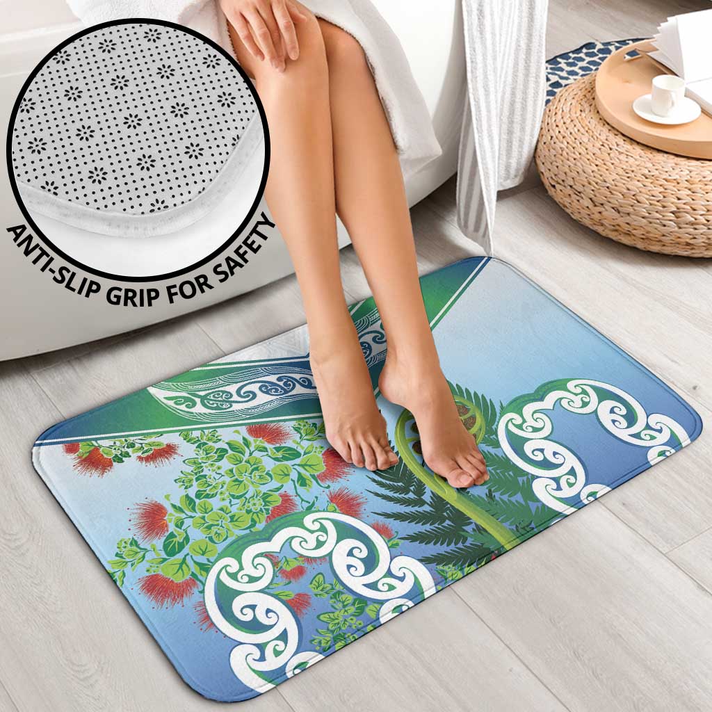 Aotearoa New Zealand Natural Plants Bathroom Set Pohutukawa with Silver Ferns Koru Frond Maori Tattoos LT03 - Polynesian Pride