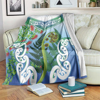 Aotearoa New Zealand Natural Plants Blanket Pohutukawa with Silver Ferns Koru Frond Maori Tattoos