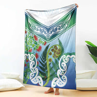 Aotearoa New Zealand Natural Plants Blanket Pohutukawa with Silver Ferns Koru Frond Maori Tattoos