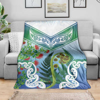 Aotearoa New Zealand Natural Plants Blanket Pohutukawa with Silver Ferns Koru Frond Maori Tattoos